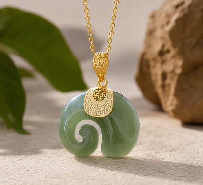 Pendant Necklace — Jade Green & Pearl White 💕