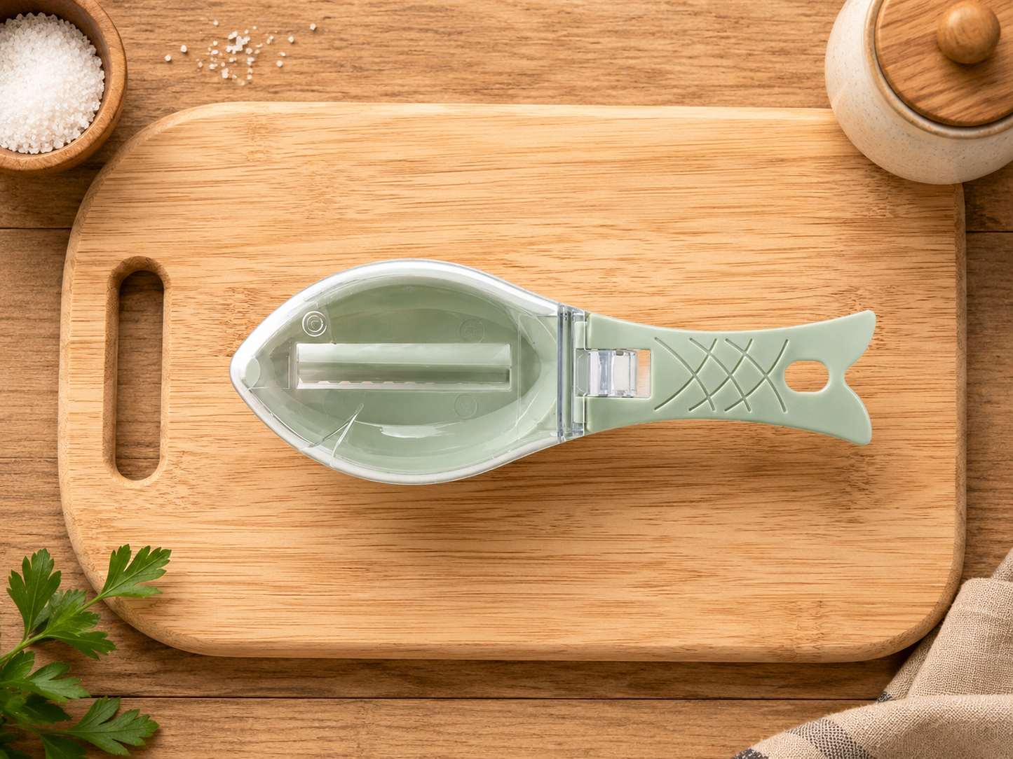 Fish Scale Scraper with Built-In Catch Container 🐟